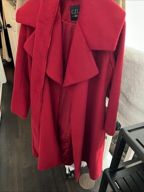 G.I.L.I. Red Trench Coat with Wide Lapel